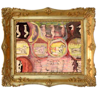 a gold frame with a painting on it