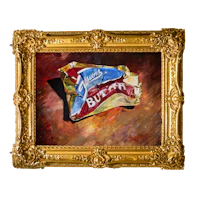 a painting of a piece of butter in a gold frame