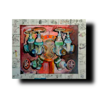 a painting of a group of valves on a board