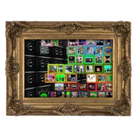 a gold frame with a lot of pictures in it